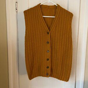 Vintage Mustard Knit Vest with Brass Buttons